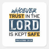 Bible Quote Art - Proverbs 29:25 Trust in God スクエアシール (正面)