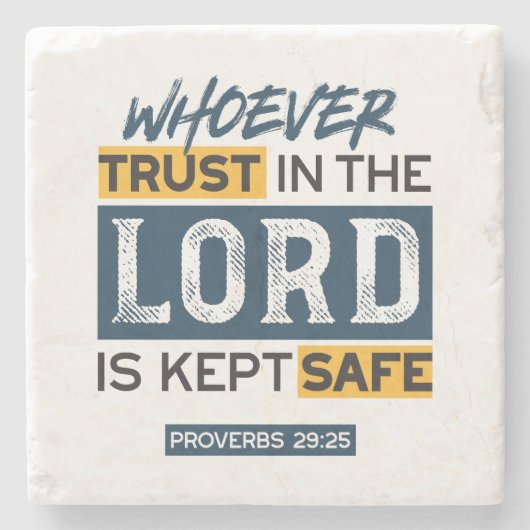 Bible Quote Art - Proverbs 29:25 Trust in God ストーンコースター (正面)
