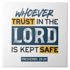 Bible Quote Art - Proverbs 29:25 Trust in God タイル