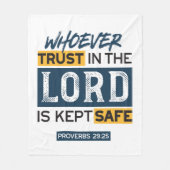 Bible Quote Art - Proverbs 29:25 Trust in God フリースブランケット (正面)