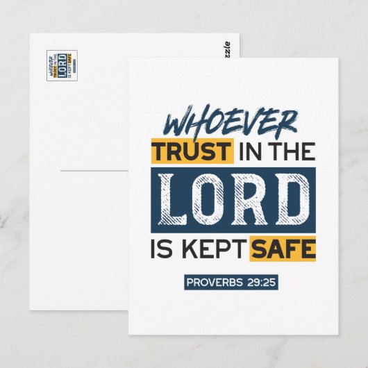 Bible Quote Art - Proverbs 29:25 Trust in God ポストカード (正面/裏面)