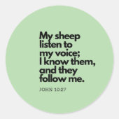 Bible Quotes: John 10:27, Gospel Verse #1 ラウンドシール (正面)