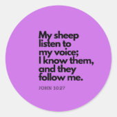 Bible Quotes: John 10:27, Gospel Verse #2 ラウンドシール (正面)
