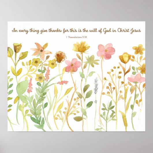 Bible Scripture 1 Thessalonians 5:11 Wildflowers ポスター (正面)