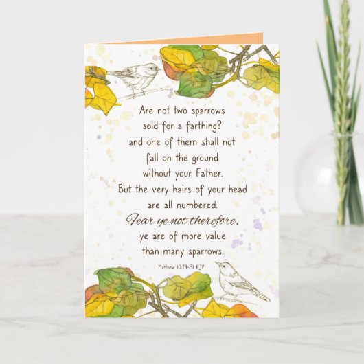 Bible Scripture Matthew 10 29 Two Sparrows  カード (正面)