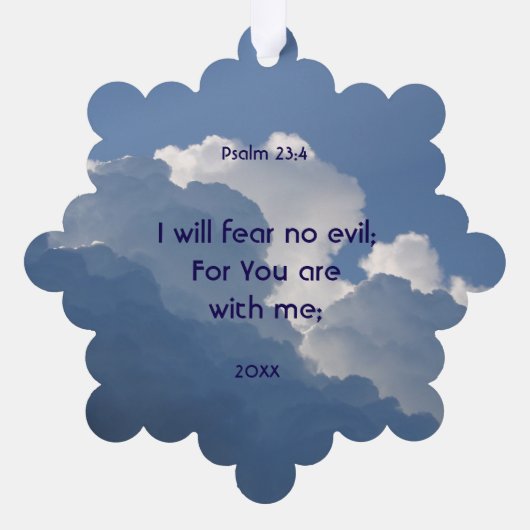 Bible Scripture Psalm 23:4 Fear No Evil... オーナメントカード (裏面)