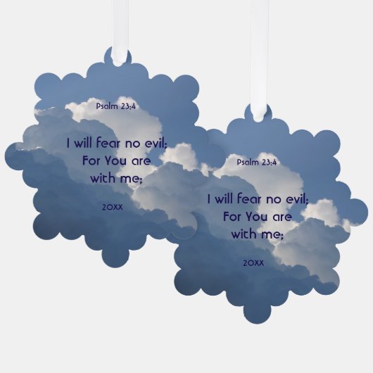 Bible Scripture Psalm 23:4 Fear No Evil... オーナメントカード (正面/裏面)
