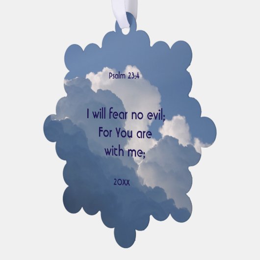 Bible Scripture Psalm 23:4 Fear No Evil... オーナメントカード (左)