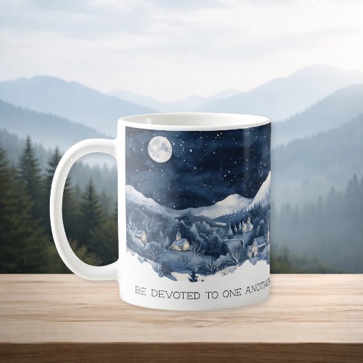 Bible Scripture Snow Mountain Romans 12:10 Mug コーヒーマグカップ
