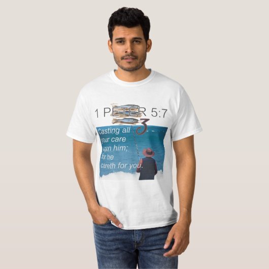 Bible T Shirt Day 3, 1 PETER 5:7 Tシャツ (正面フル)
