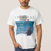 Bible T Shirt Day 3, 1 PETER 5:7 Tシャツ (正面)