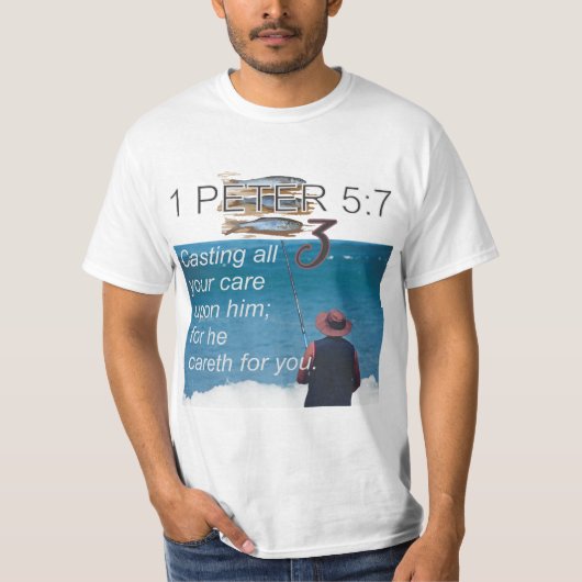 Bible T Shirt Day 3, 1 PETER 5:7 Tシャツ (正面)