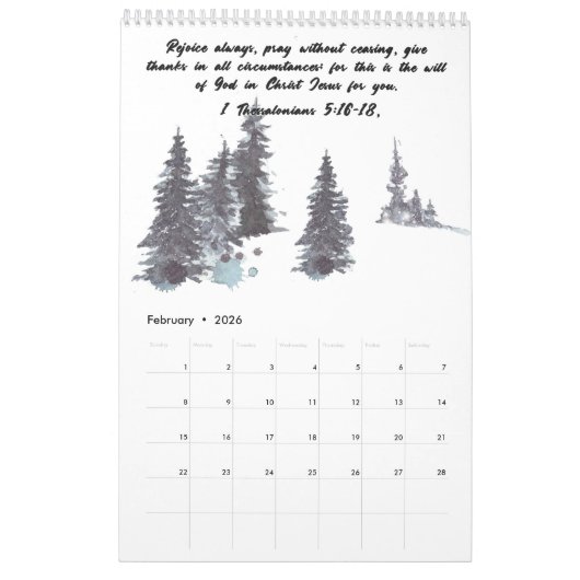 Bible Verse 2026 Wall Calendar カレンダー (2月 2026)