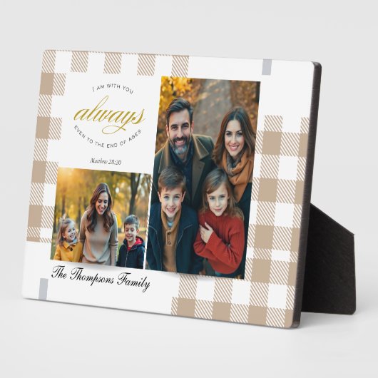 Bible Verse Beige Family Photo Collage Scripture フォトプラーク (側面)