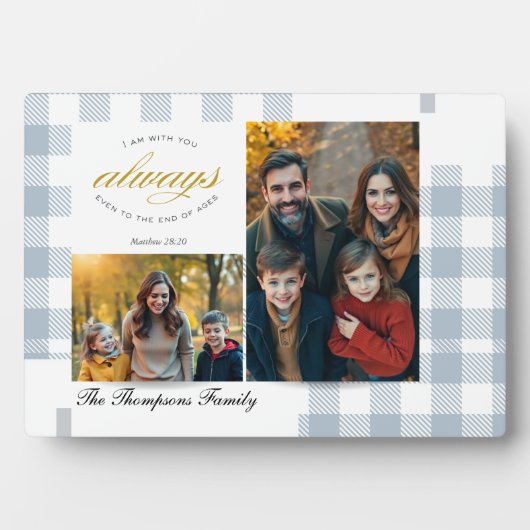 Bible Verse Blue Family Photo Collage Scripture フォトプラーク (正面)