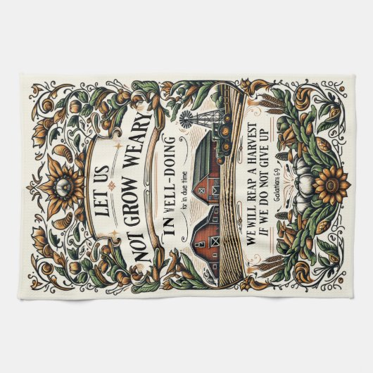 Bible Verse Christian Encouragement Tea Towel キッチンタオル (横)