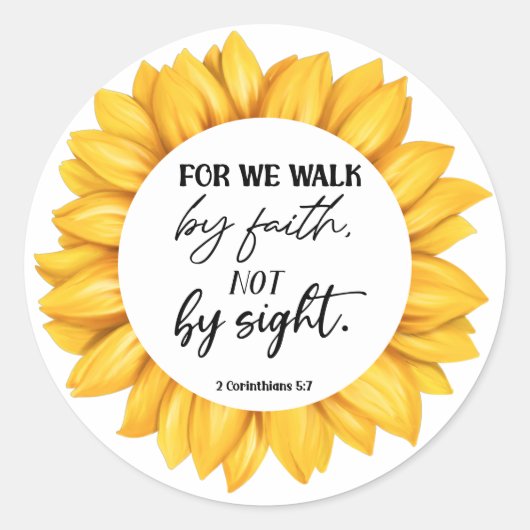 Bible Verse Corinthians Sunflower  ラウンドシール (正面)