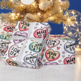 Bible Verse Cute Hearts Christmas  ラッピングペーパー