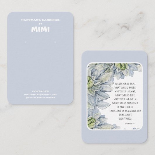 Bible Verse Earring Display  Business Card 名刺 (正面/裏面)