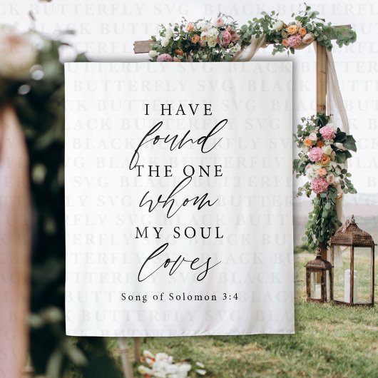 Bible Verse Elegant Calligraphy Wedding Backdrop  タペストリー