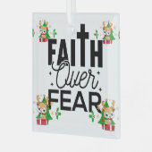 Bible Ver'se 'FAITH'' Reindeer Brown ガラスオーナメント (正面左)