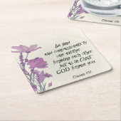 Bible verse Floral スクエアペーパーコースター (アングル)
