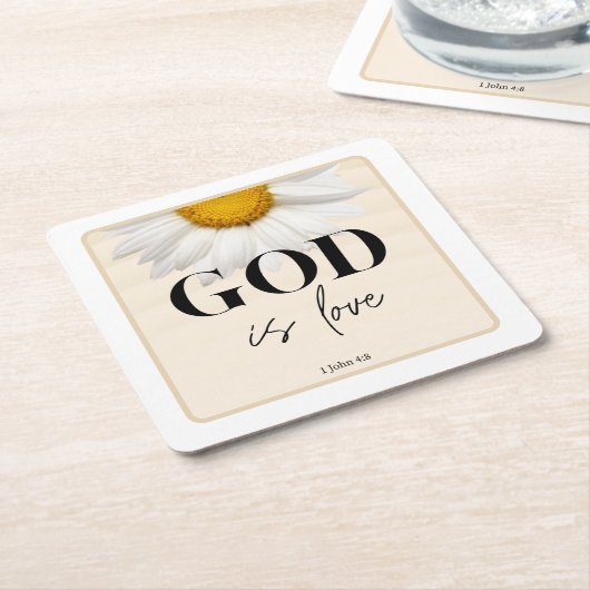 Bible verse Floral scripture  スクエアペーパーコースター (アングル)
