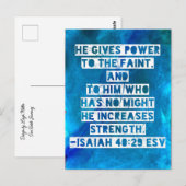 Bible Verse Isaiah 40:29はがき ポストカード (正面/裏面)