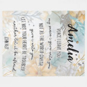 Bible Verse, John 14:27 WIth Name, Bohoフローラ フリースブランケット (正面(横))