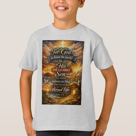 Bible Verse John 3:16 Kid's Tee Shirt Tシャツ (正面)