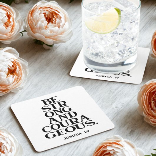 Bible verse Joshua スクエアペーパーコースター