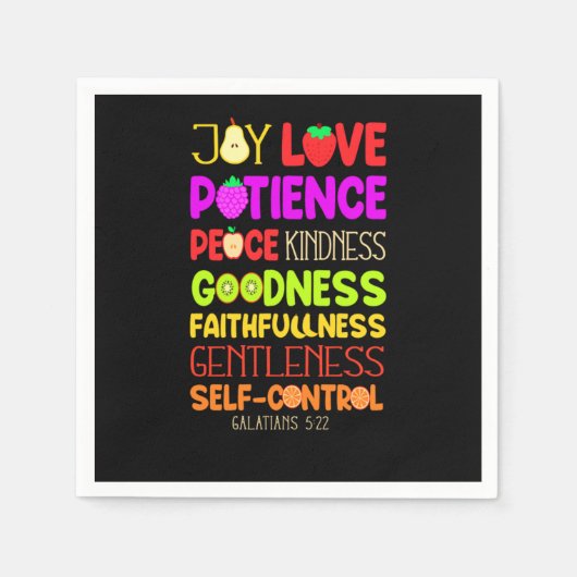 Bible Verse Joy Love Patience Peace Kindness Goodn スタンダードカクテルナプキン (正面)