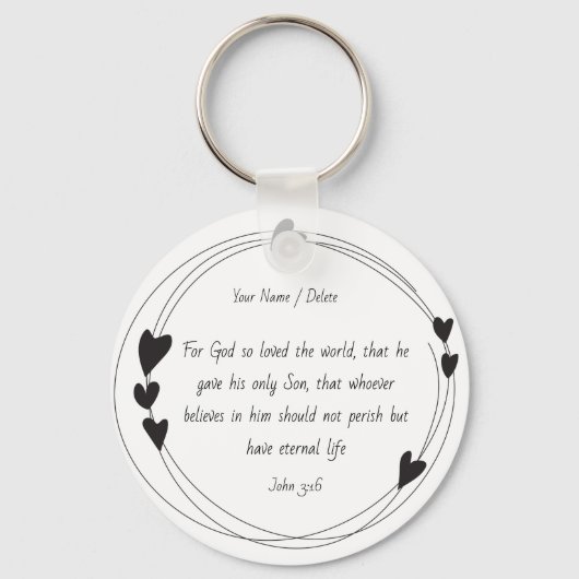 Bible Verse Keychain – John 3:16  キーホルダー (正面)