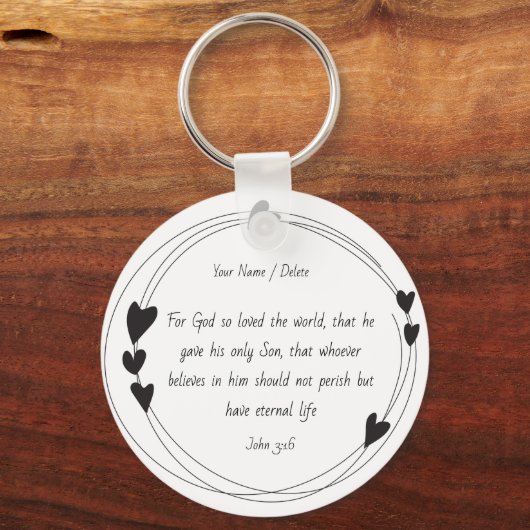 Bible Verse Keychain – John 3:16 キーホルダー (正面)