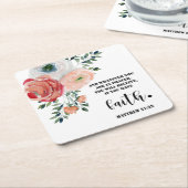Bible verse Matthew Floral  スクエアペーパーコースター (アングル)