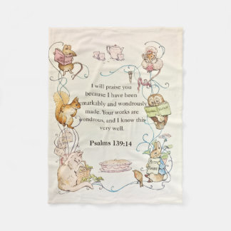 Bible verse nursery animals fleece blanket フリースブランケット