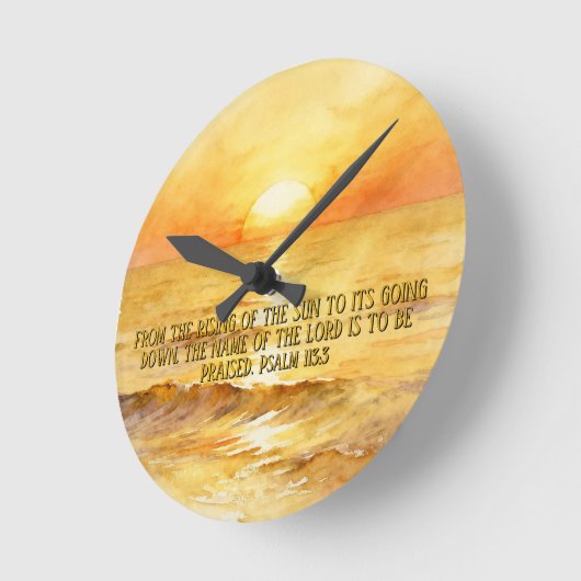 Bible Verse Personalized Sunrise Ocean Wall Clock ラウンド壁時計 (傾斜)