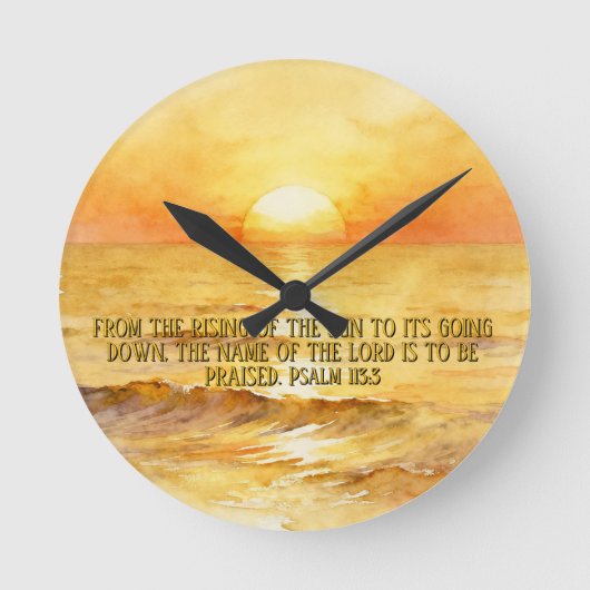Bible Verse Personalized Sunrise Ocean Wall Clock ラウンド壁時計 (正面)