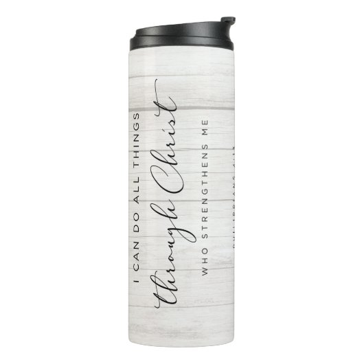 Bible Verse Philippians 4:13わたしはすべての事をすることができる タンブラー (回転左)