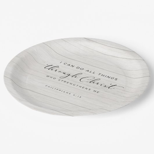 Bible Verse Philippians 4:13わたしはすべての事をすることができる ペーパープレート (アングル)
