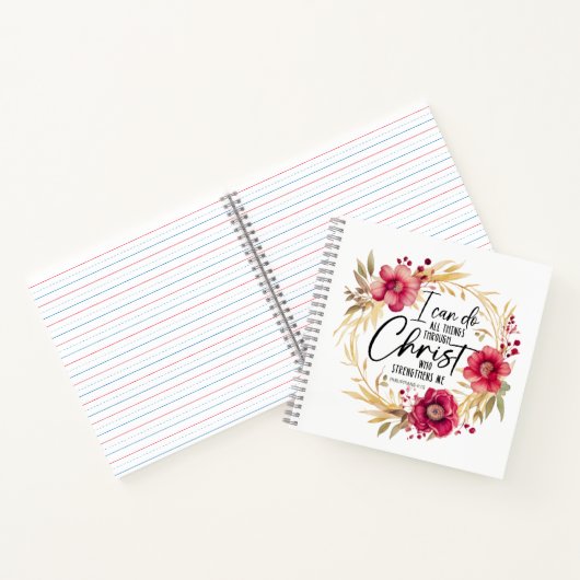 Bible Verse Philippians 4:13 - Spiral Notebook ノートブック (内部)