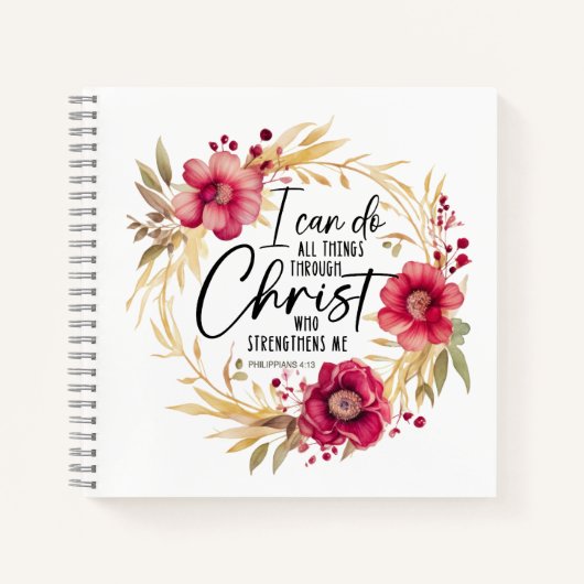 Bible Verse Philippians 4:13 - Spiral Notebook ノートブック (正面)