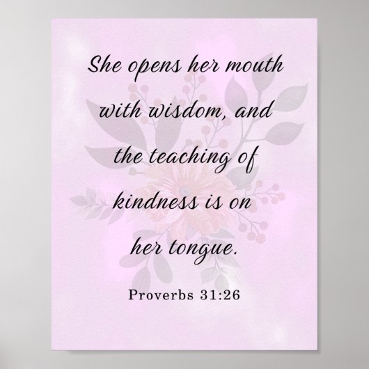 Bible Verse, Proverbs 31:26 ポスター (正面)