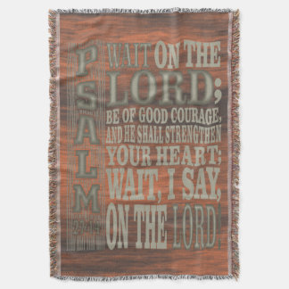Bible Verse Psalm 27;14 Wood Topped Wall Tapestry スローブランケット