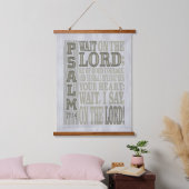Bible Verse Psalm 27;14 Wood Topped Wall Tapestry 吊り下げ型タペストリー (寝室)