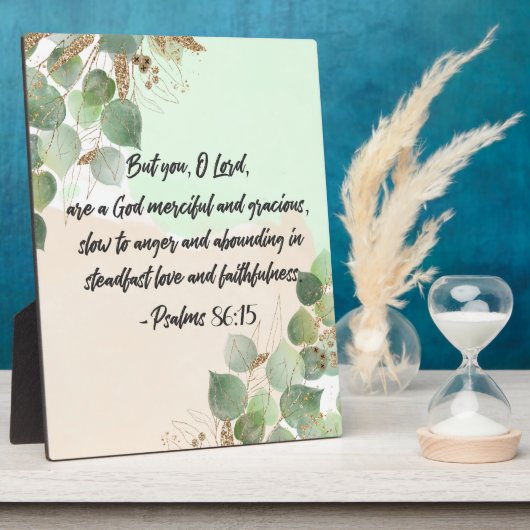 Bible Verse Psalm Green Gold Leaves Scripture フォトプラーク (側面)