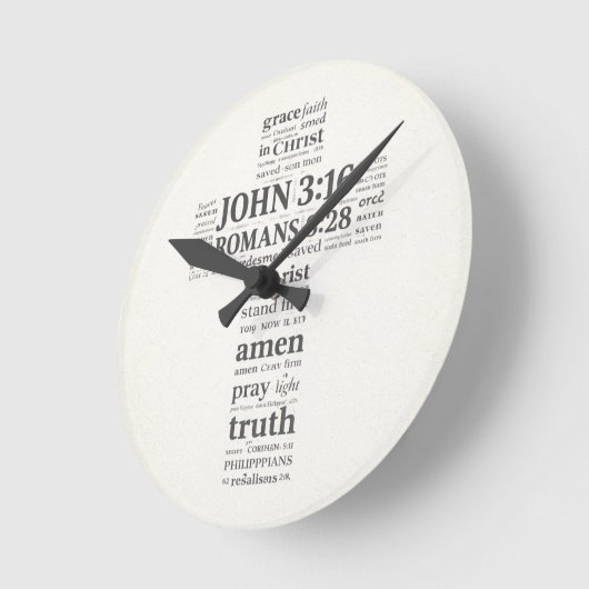 Bible Verse Reference Cross Wall Art ラウンド壁時計 (傾斜)