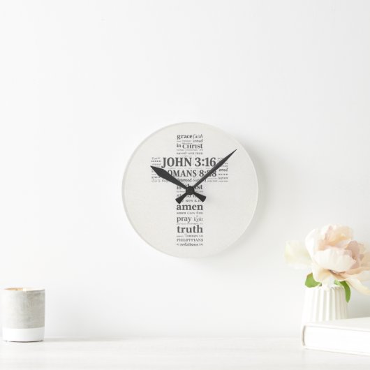 Bible Verse Reference Cross Wall Art ラウンド壁時計 (ホーム)