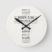 Bible Verse Reference Cross Wall Art ラウンド壁時計 (正面)
