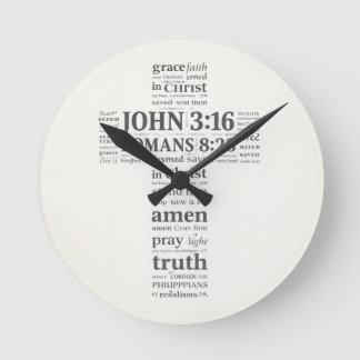 Bible Verse Reference Cross Wall Art ラウンド壁時計